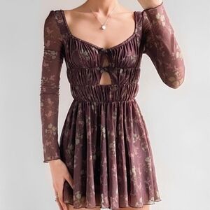 URBAN OUTFITTERS Floral Long Sleeve Romper Dress - Size XS